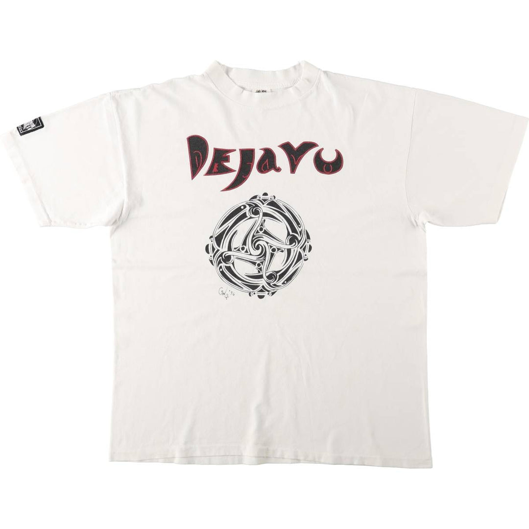 90'S ONIGA SPORTSWEAR Deja Vu Print T-Shirt, Made in Canada, Men's XL equivalent, Vintage cotton pale white type Vintage Second Hand