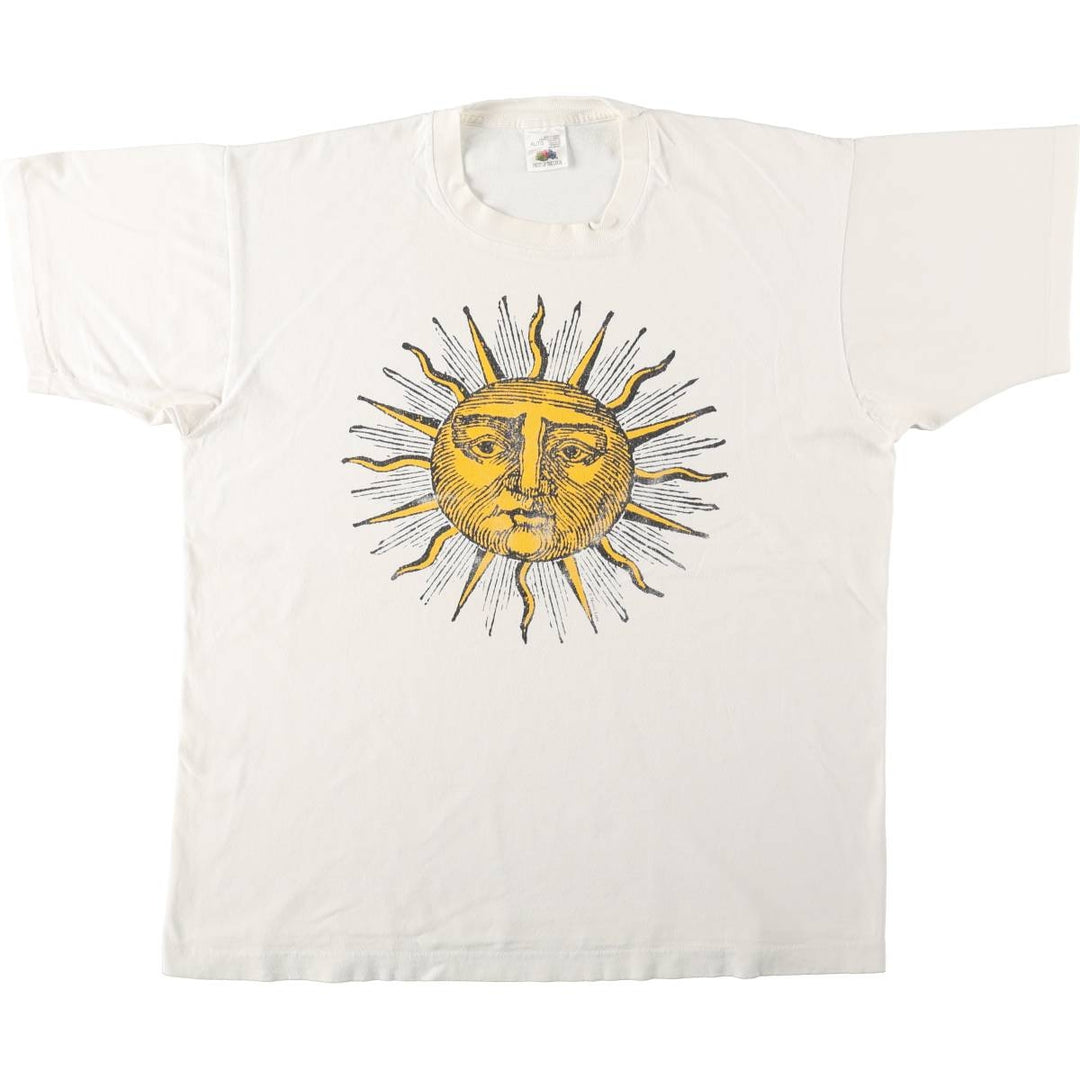 90'S Fruit of the Loom Mystic Lane Print T-Shirt, Made in Canada, Men's XL equivalent, Vintage cotton white type Vintage Second Hand