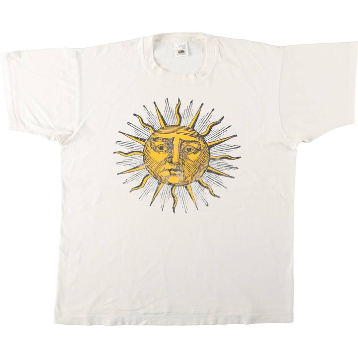 90'S Fruit of the Loom Mystic Lane Print T-Shirt, Made in Canada, Men's XL equivalent, Vintage cotton white type Vintage Second Hand