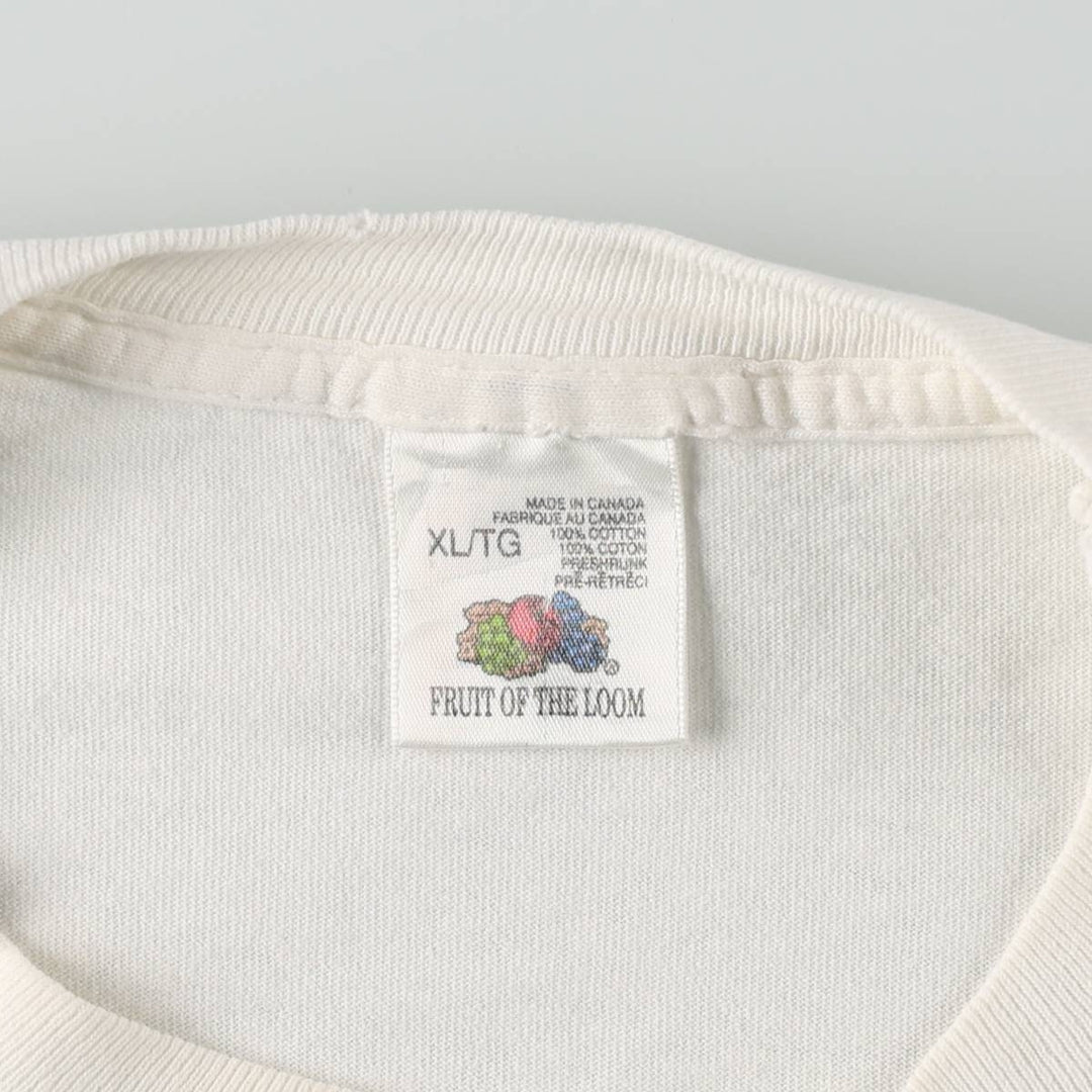 90'S Fruit of the Loom Mystic Lane Print T-Shirt, Made in Canada, Men's XL equivalent, Vintage cotton white type Vintage Second Hand