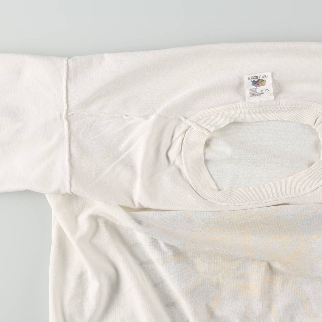 90'S Fruit of the Loom Mystic Lane Print T-Shirt, Made in Canada, Men's XL equivalent, Vintage cotton white type Vintage Second Hand