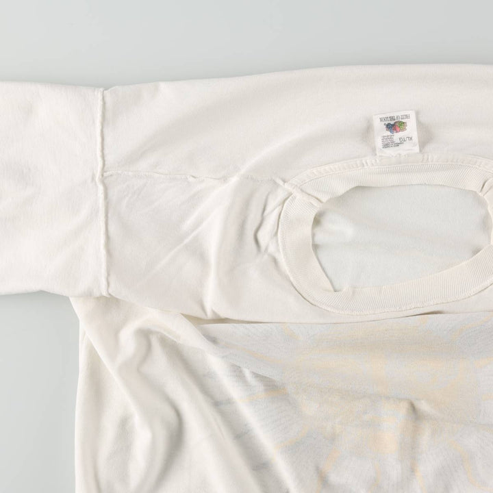 90'S Fruit of the Loom Mystic Lane Print T-Shirt, Made in Canada, Men's XL equivalent, Vintage cotton white type Vintage Second Hand