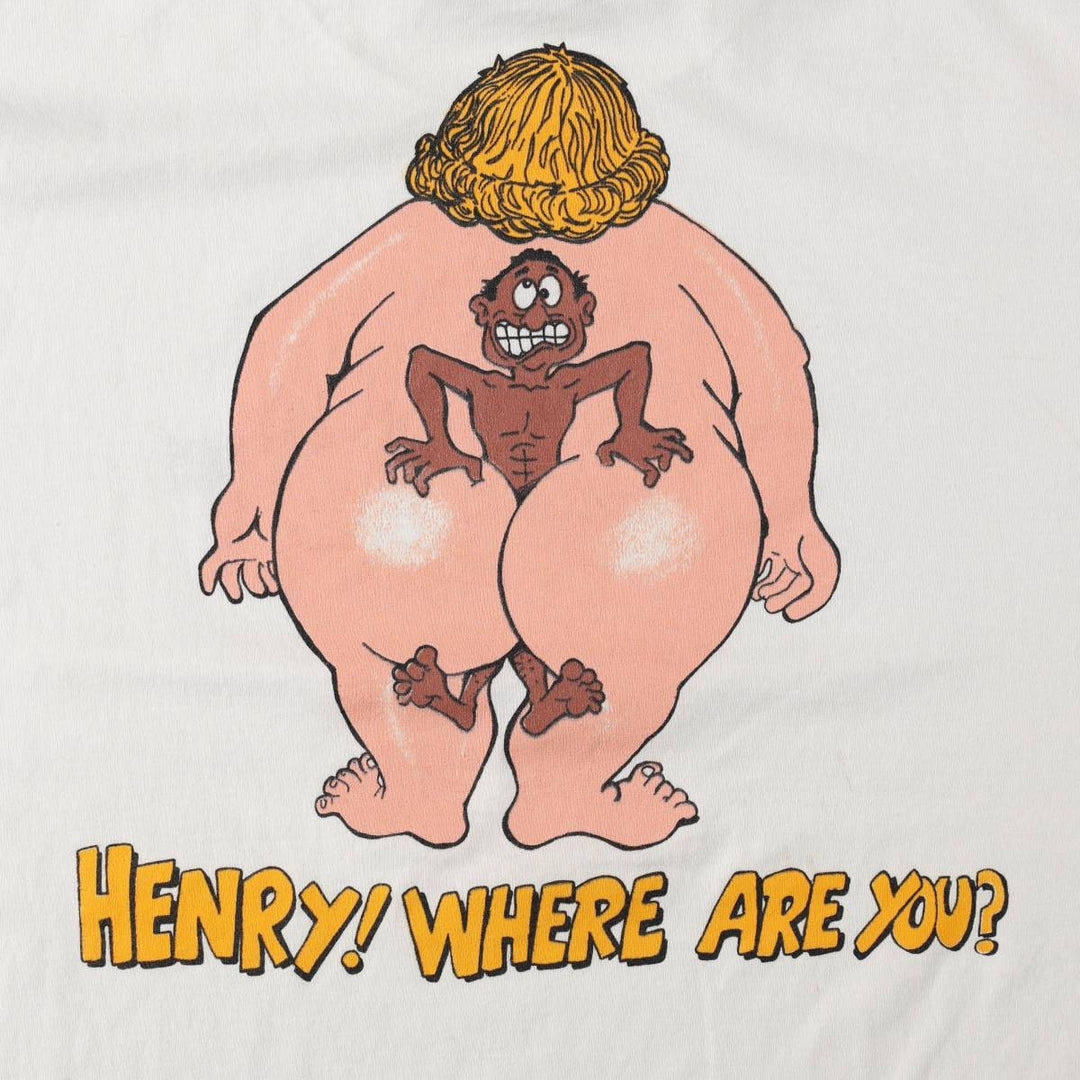 ~90'S Erotic Print T-Shirt, Men's Size L (Equivalent), Vintage cotton white type Vintage Second Hand