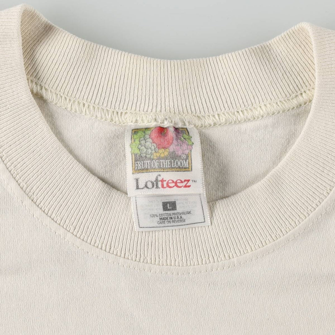 90s-00'S Fruit of the Loom Lofteez Floral Print T-Shirt, Made in USA, Men's Size L (approx.), Vintage cotton Beige type Vintage Second Hand