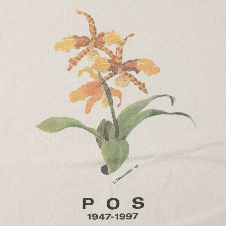 90s-00'S Fruit of the Loom Lofteez Floral Print T-Shirt, Made in USA, Men's Size L (approx.), Vintage cotton Beige type Vintage Second Hand