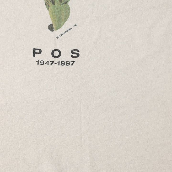 90s-00'S Fruit of the Loom Lofteez Floral Print T-Shirt, Made in USA, Men's Size L (approx.), Vintage cotton Beige type Vintage Second Hand