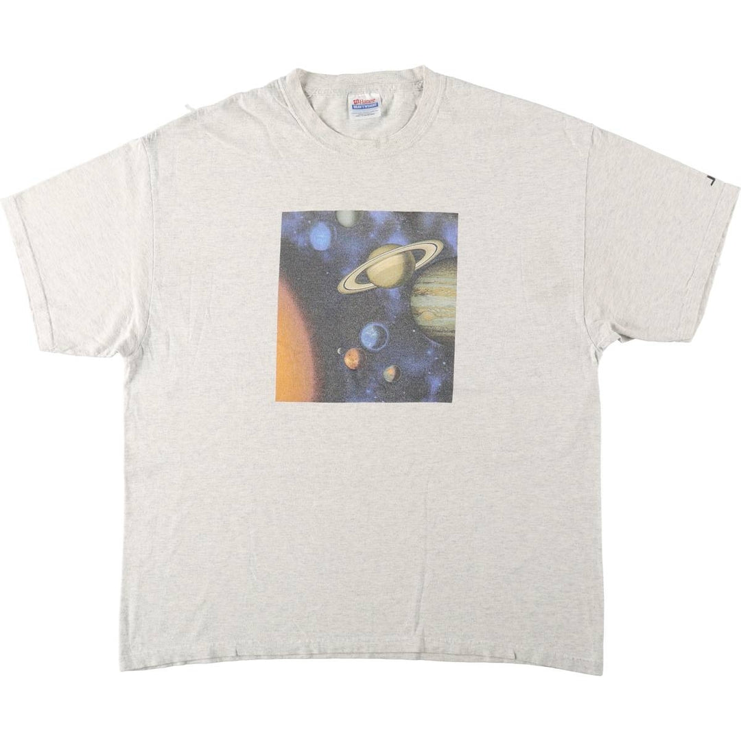 00'S Hanes Heavyweight Printed T-shirt Men's XL size cotton gray type Vintage Second Hand