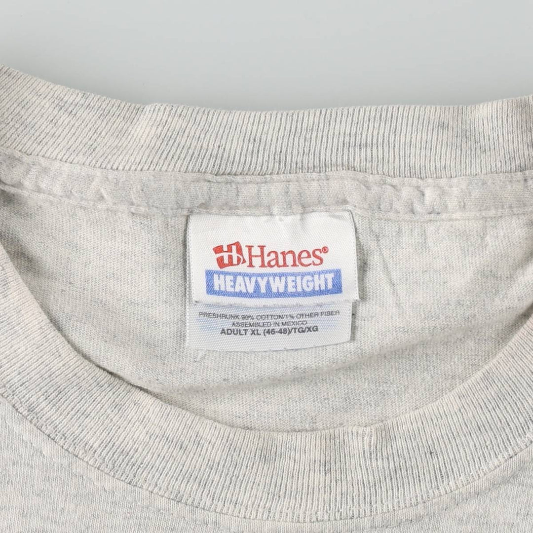 00'S Hanes Heavyweight Printed T-shirt Men's XL size cotton gray type Vintage Second Hand
