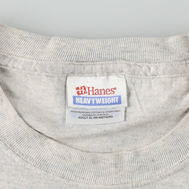 00'S Hanes Heavyweight Printed T-shirt Men's XL size cotton gray type Vintage Second Hand