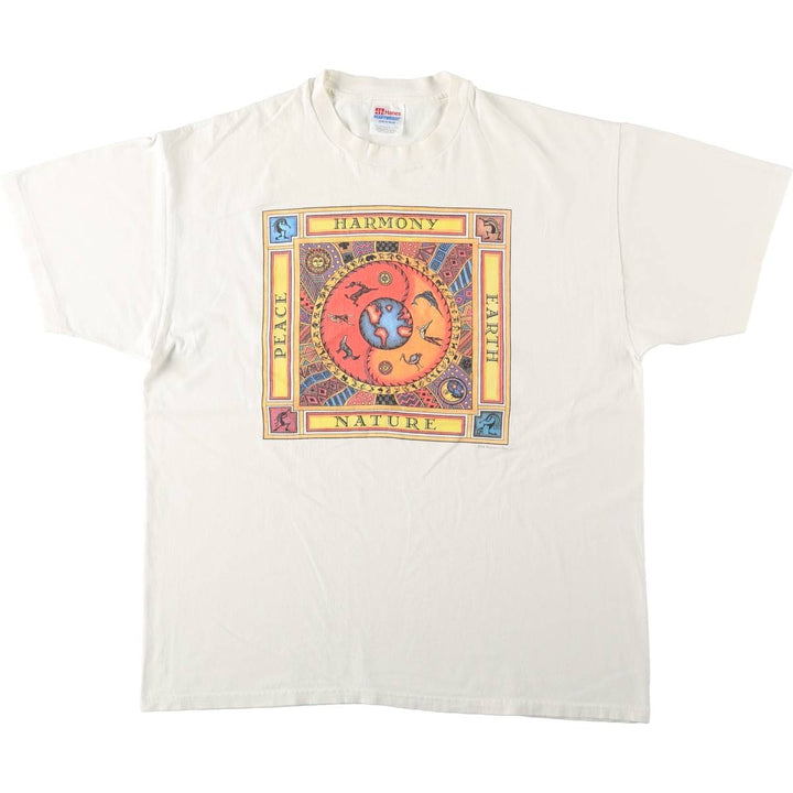 90'S Hanes Heavyweight Art T-Shirt, Men's XL equivalent, Vintage cotton white type Vintage Second Hand