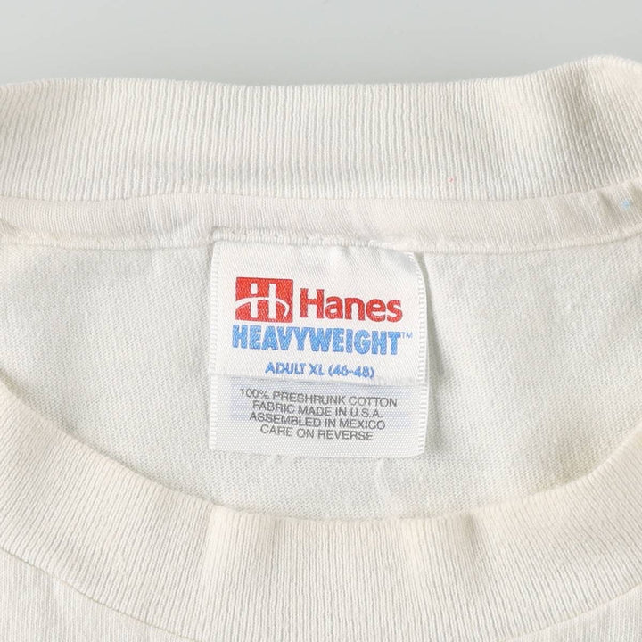 90'S Hanes Heavyweight Art T-Shirt, Men's XL equivalent, Vintage cotton white type Vintage Second Hand