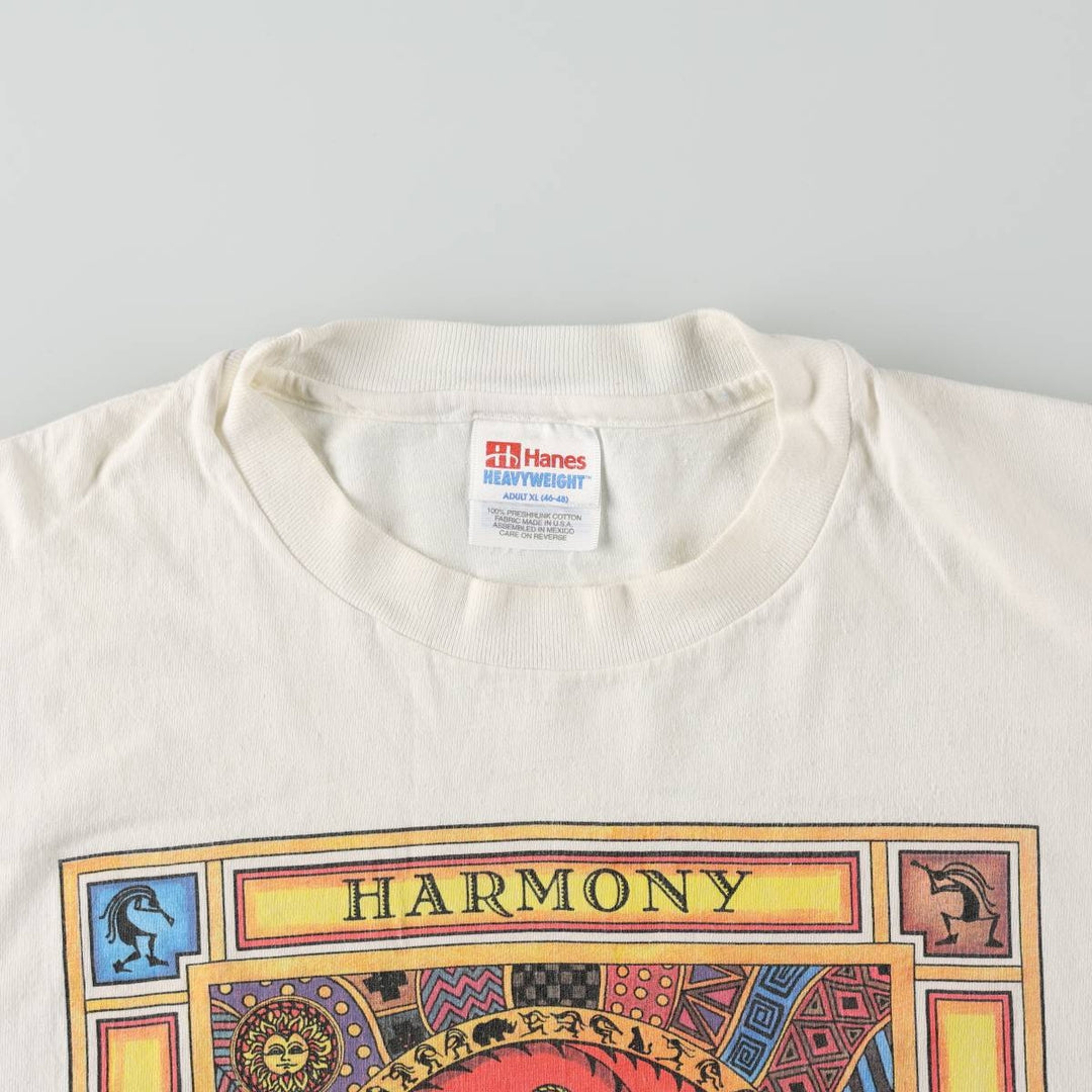 90'S Hanes Heavyweight Art T-Shirt, Men's XL equivalent, Vintage cotton white type Vintage Second Hand