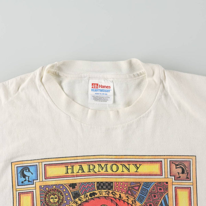 90'S Hanes Heavyweight Art T-Shirt, Men's XL equivalent, Vintage cotton white type Vintage Second Hand