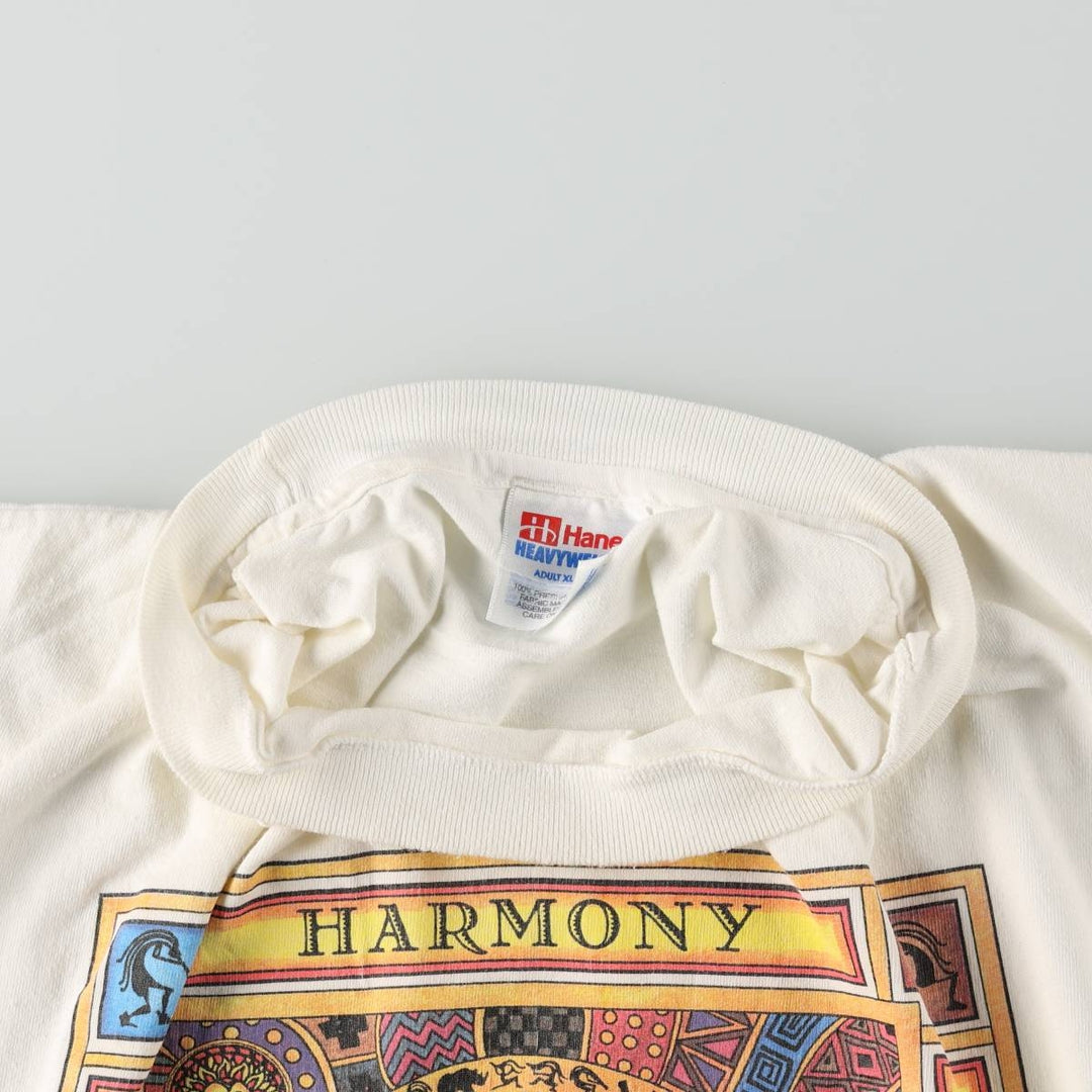 90'S Hanes Heavyweight Art T-Shirt, Men's XL equivalent, Vintage cotton white type Vintage Second Hand