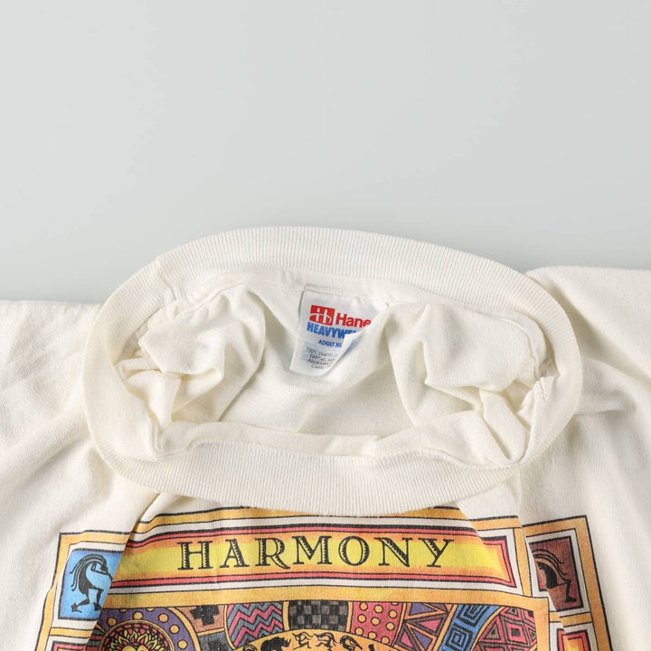 90'S Hanes Heavyweight Art T-Shirt, Men's XL equivalent, Vintage cotton white type Vintage Second Hand