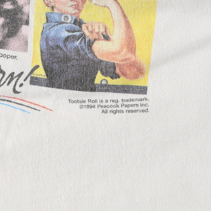 90'S Vintage Printed T-Shirt, Men's M Size unclear white type Vintage Second Hand