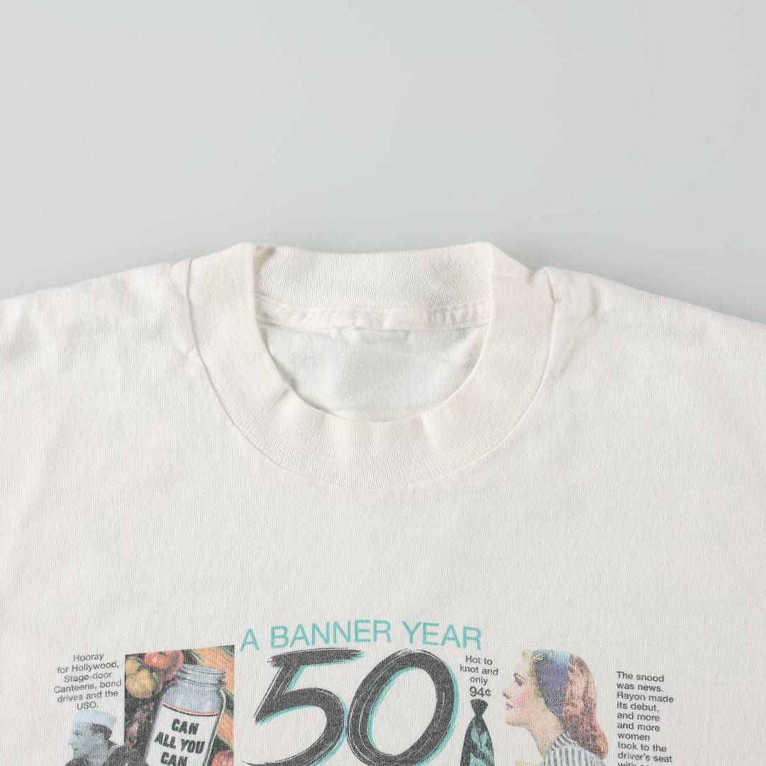 90'S Vintage Printed T-Shirt, Men's M Size unclear white type Vintage Second Hand