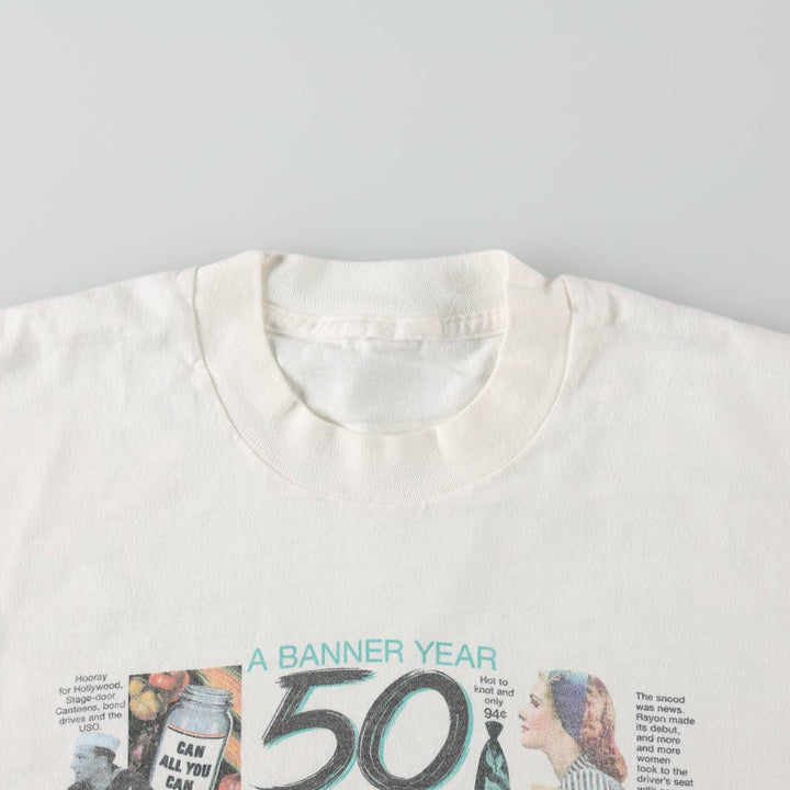 90'S Vintage Printed T-Shirt, Men's M Size unclear white type Vintage Second Hand