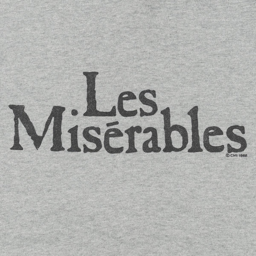 80'S Hanes Poly-Cotton Blue Tag Les Miserables Print T-Shirt, Made in USA, Men's Size L (approx.), Vintage cotton gray type Vintage Second Hand