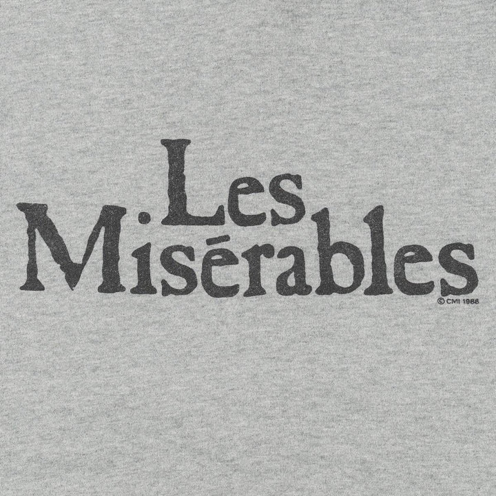 80'S Hanes Poly-Cotton Blue Tag Les Miserables Print T-Shirt, Made in USA, Men's Size L (approx.), Vintage cotton gray type Vintage Second Hand