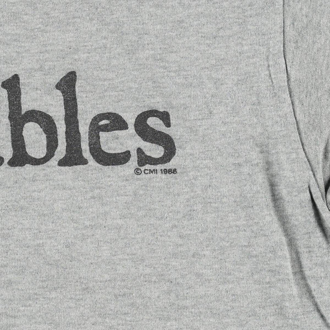80'S Hanes Poly-Cotton Blue Tag Les Miserables Print T-Shirt, Made in USA, Men's Size L (approx.), Vintage cotton gray type Vintage Second Hand