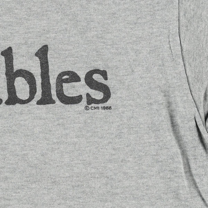 80'S Hanes Poly-Cotton Blue Tag Les Miserables Print T-Shirt, Made in USA, Men's Size L (approx.), Vintage cotton gray type Vintage Second Hand