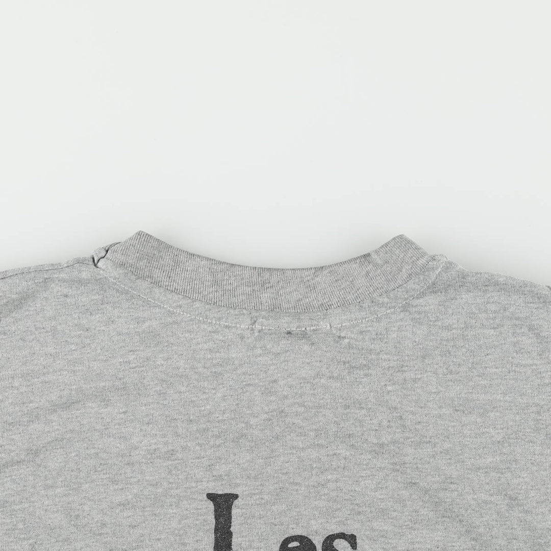 80'S Hanes Poly-Cotton Blue Tag Les Miserables Print T-Shirt, Made in USA, Men's Size L (approx.), Vintage cotton gray type Vintage Second Hand