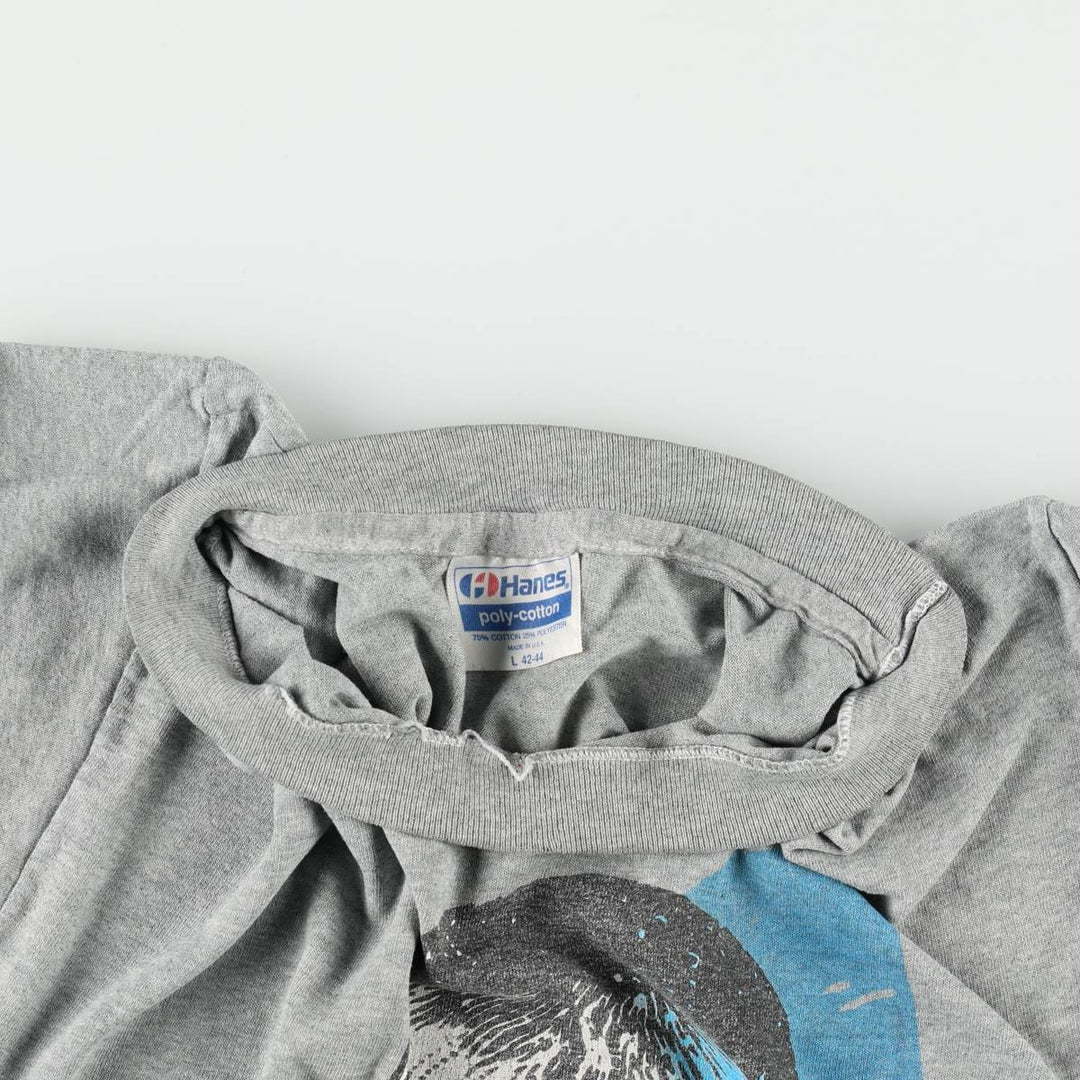80'S Hanes Poly-Cotton Blue Tag Les Miserables Print T-Shirt, Made in USA, Men's Size L (approx.), Vintage cotton gray type Vintage Second Hand