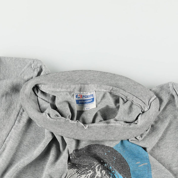 80'S Hanes Poly-Cotton Blue Tag Les Miserables Print T-Shirt, Made in USA, Men's Size L (approx.), Vintage cotton gray type Vintage Second Hand