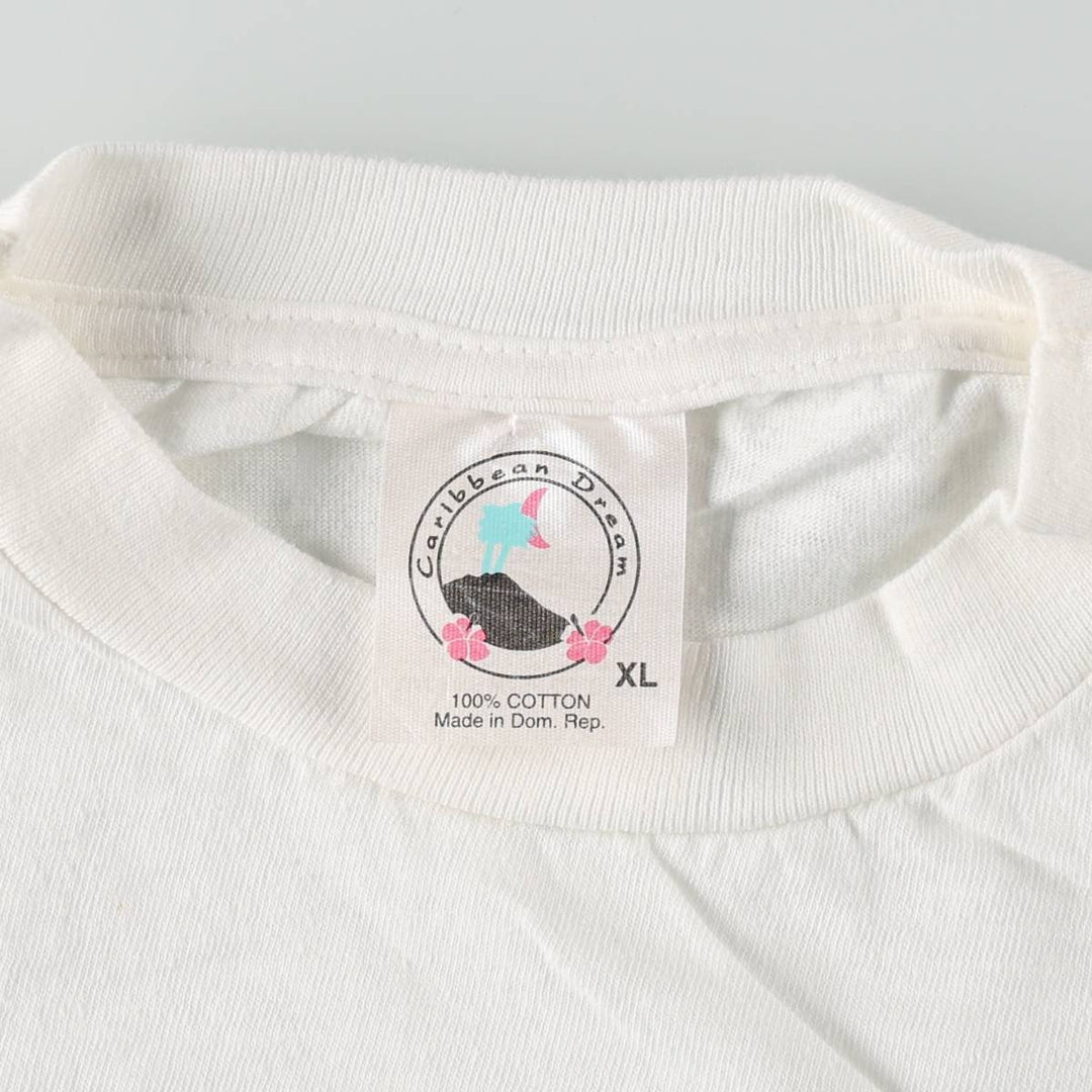 ~90'S Carlbbean Dream Council on Aging Print T-Shirt, Men's XL equivalent, Vintage cotton white type Vintage Second Hand