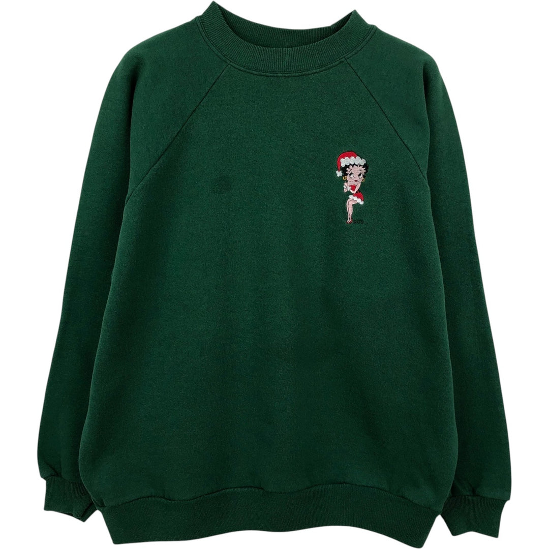 BETTY BOOP character sweatshirt, men's size XL (approx.) unclear green type Vintage Second Hand