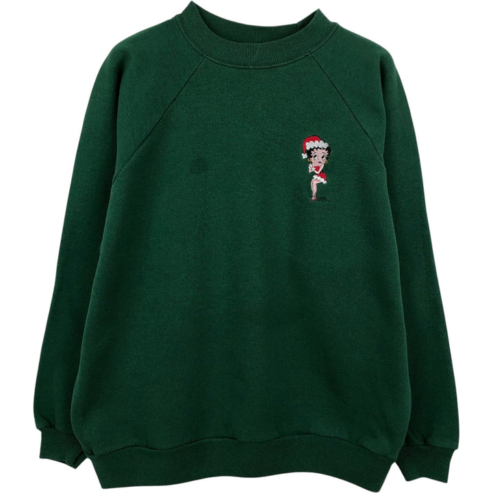 BETTY BOOP character sweatshirt, men's size XL (approx.) unclear green type Vintage Second Hand