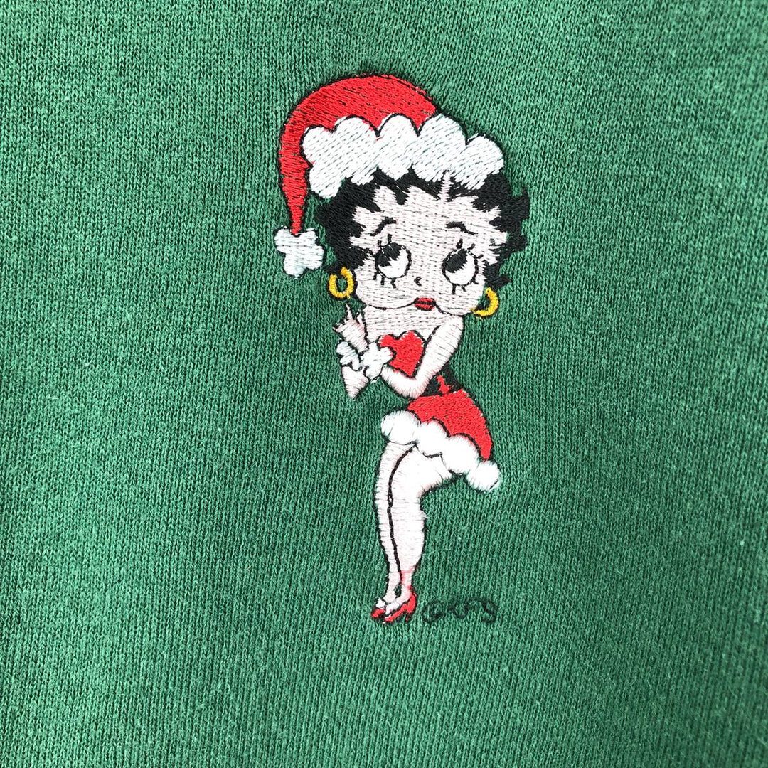 BETTY BOOP character sweatshirt, men's size XL (approx.) unclear green type Vintage Second Hand