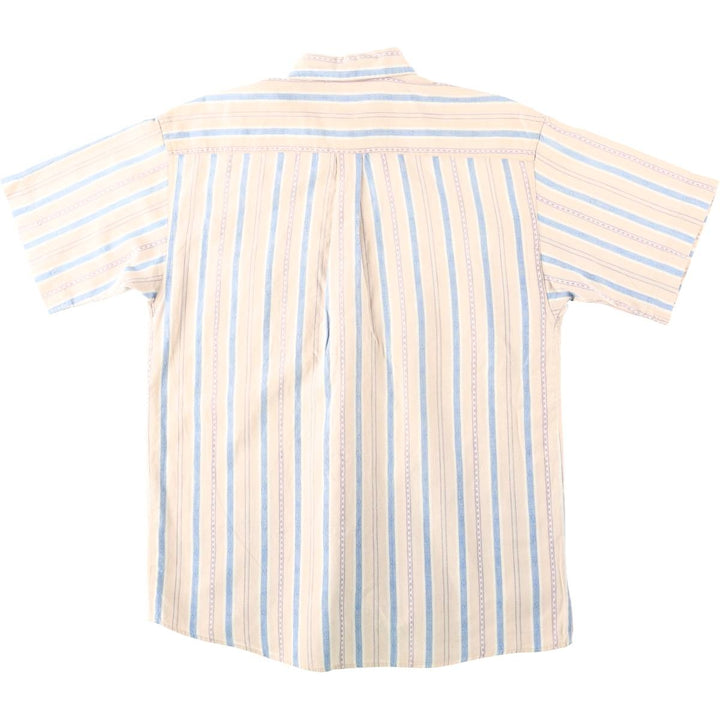 80s-90'S Eddie Bauer Black Tag Multi-Striped Short-Sleeve Cotton Striped Shirt, Men's Size M (approx.) cotton coral Vintage Second Hand