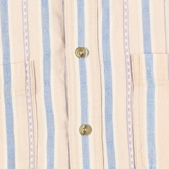 80s-90'S Eddie Bauer Black Tag Multi-Striped Short-Sleeve Cotton Striped Shirt, Men's Size M (approx.) cotton coral Vintage Second Hand