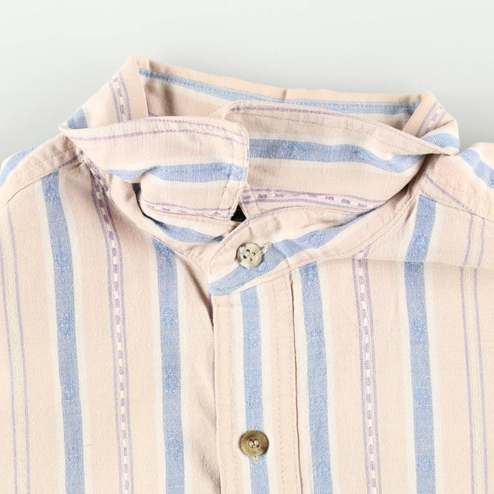 80s-90'S Eddie Bauer Black Tag Multi-Striped Short-Sleeve Cotton Striped Shirt, Men's Size M (approx.) cotton coral Vintage Second Hand