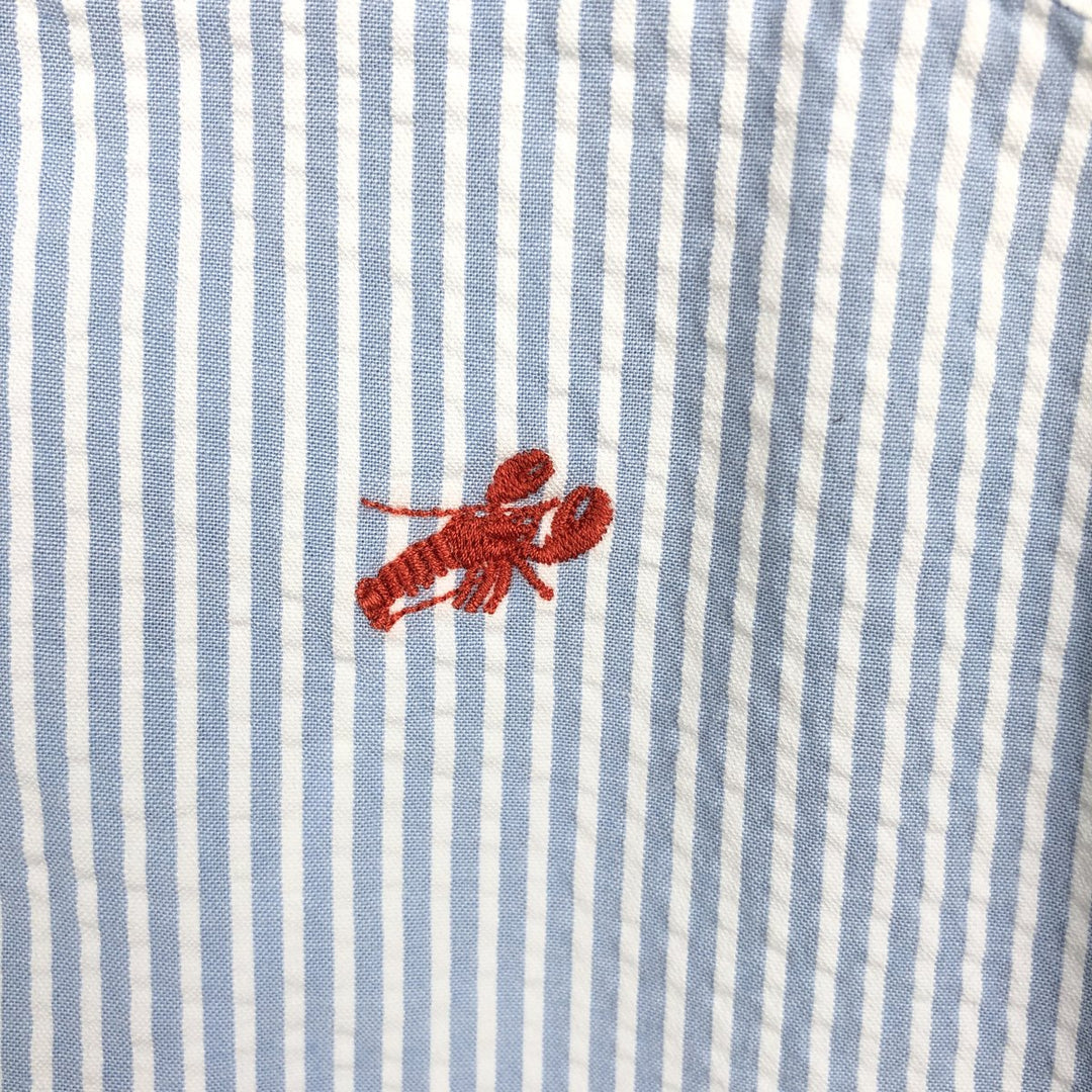 Brooks Brothers Est.1818 all-over print seersucker short-sleeved button-down striped shirt, men's size M (approx.) cotton Blue type light blue Vintage Second Hand