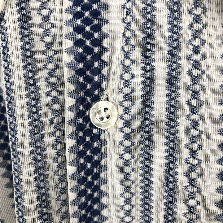 1970'S Sir Walter all-over stripe pattern short-sleeved polyester shirt, men's size M equivalent, vintage. polyester white type Vintage Second Hand