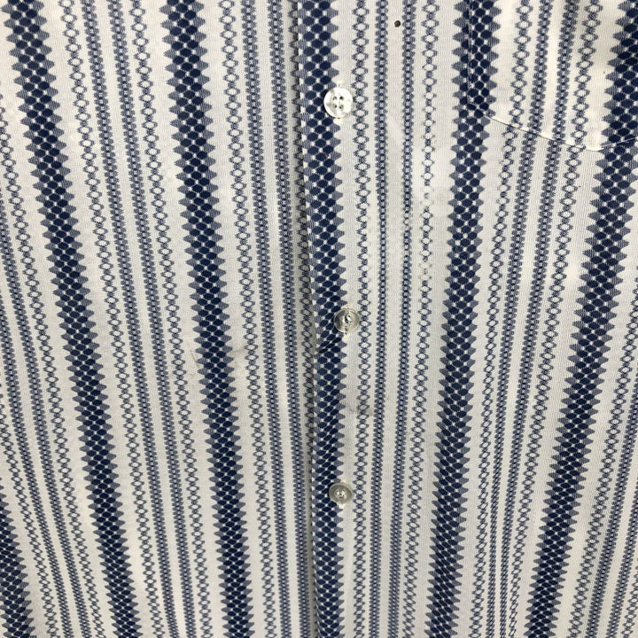 1970'S Sir Walter all-over stripe pattern short-sleeved polyester shirt, men's size M equivalent, vintage. polyester white type Vintage Second Hand