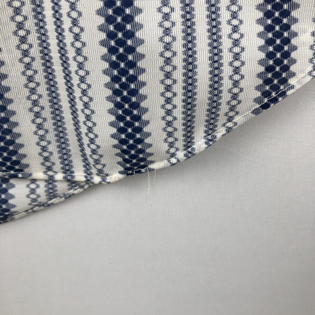 1970'S Sir Walter all-over stripe pattern short-sleeved polyester shirt, men's size M equivalent, vintage. polyester white type Vintage Second Hand