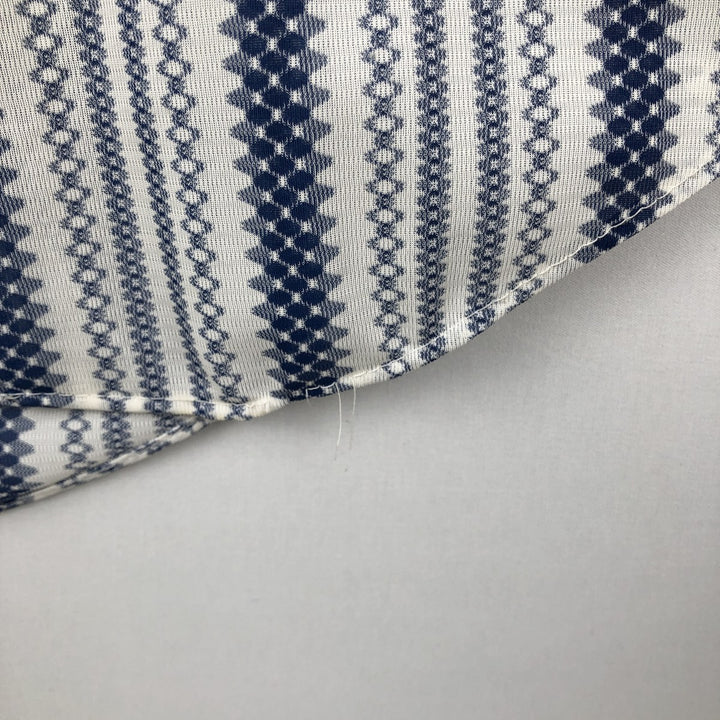 1970'S Sir Walter all-over stripe pattern short-sleeved polyester shirt, men's size M equivalent, vintage. polyester white type Vintage Second Hand