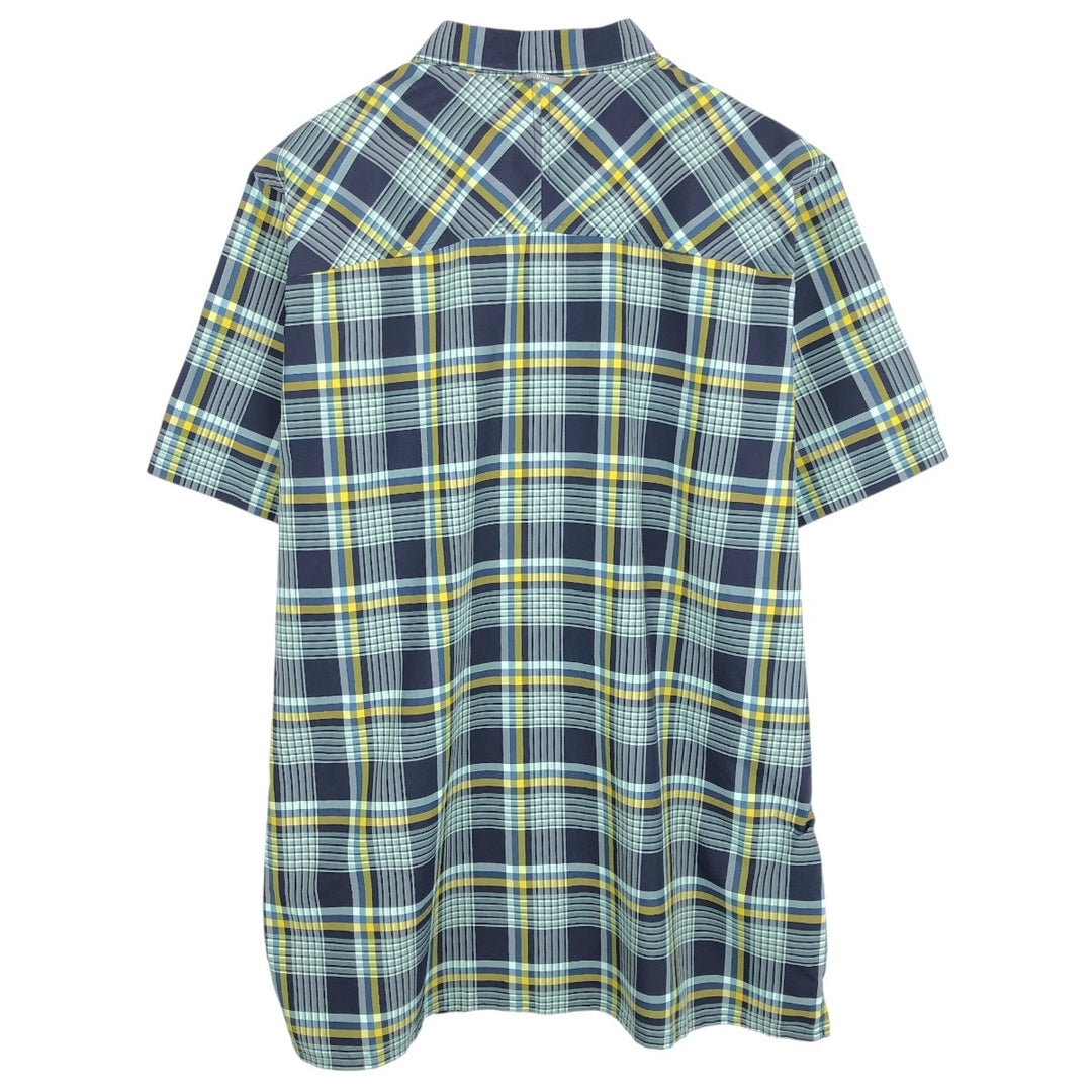 LLBean Short-Sleeve Check Shirt, Wide Collar, Boxy Shirt, Men's Size XL (approx.) polyester Blue type light blue Vintage Second Hand