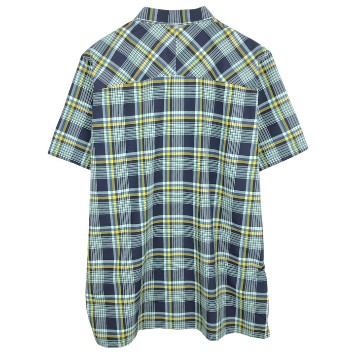 LLBean Short-Sleeve Check Shirt, Wide Collar, Boxy Shirt, Men's Size XL (approx.) polyester Blue type light blue Vintage Second Hand
