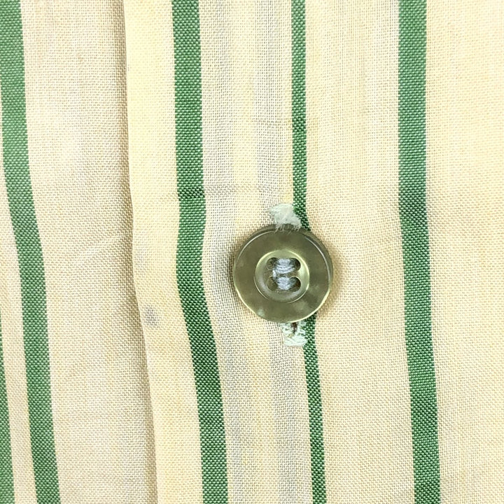 1960s-1970'S Van Heusen Stripe Pattern Short-Sleeve Poly-Cotton Shirt, Men's Size L (Equivalent), Vintage Polyurethane green type yellow green Vintage Second Hand