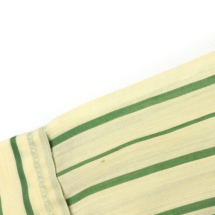 1960s-1970'S Van Heusen Stripe Pattern Short-Sleeve Poly-Cotton Shirt, Men's Size L (Equivalent), Vintage Polyurethane green type yellow green Vintage Second Hand