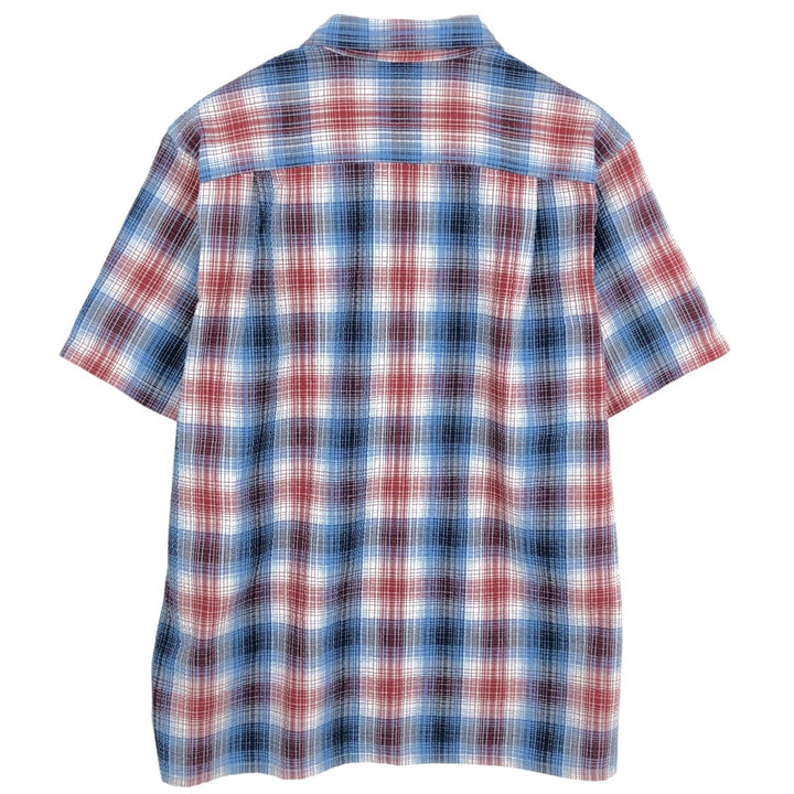 Patagonia 53004SP17 Packerwear Shirt, Seersucker Check Pattern, Short Sleeve Polyester Shirt, Boxy Shirt, Men's XL Equivalent polyester white type Vintage Second Hand