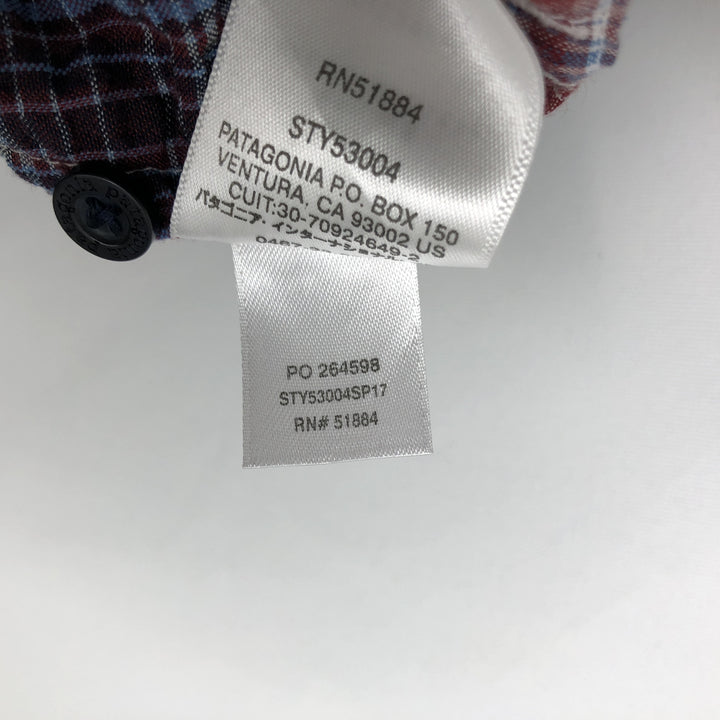 Patagonia 53004SP17 Packerwear Shirt, Seersucker Check Pattern, Short Sleeve Polyester Shirt, Boxy Shirt, Men's XL Equivalent polyester white type Vintage Second Hand