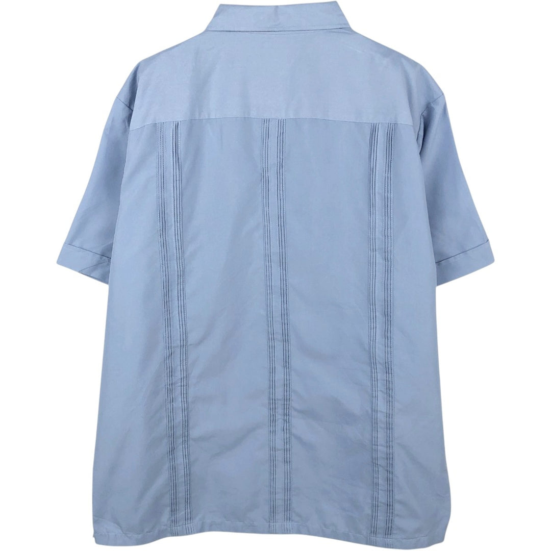 JOHN BLAIR Short-Sleeve Mexican Shirt, Cuban Shirt, Boxy Shirt, Men's Size L (approx.) polyester Blue type light blue Vintage Second Hand