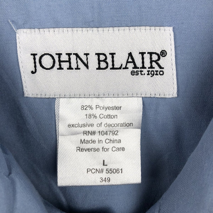 JOHN BLAIR Short-Sleeve Mexican Shirt, Cuban Shirt, Boxy Shirt, Men's Size L (approx.) polyester Blue type light blue Vintage Second Hand
