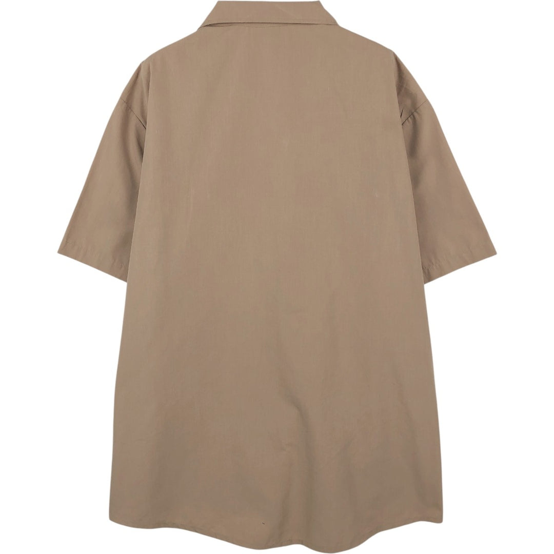 VatPave Short-Sleeve Open-Collar Mexican Shirt (Cuban Shirt) - Men's XXL Equivalent polyester beige type brown Vintage Second Hand